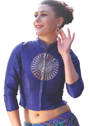 Blue Color Dupion Silk Saree Blouse 