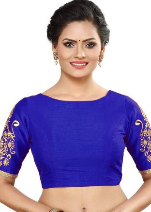 Blue Color Dupion Silk Saree Blouse 