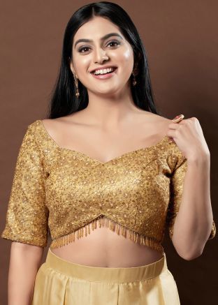 Gold Color Silk Saree Blouse 
