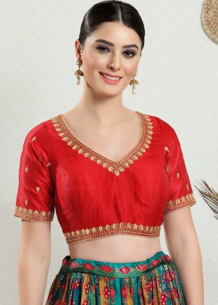 Red Color Silk Saree Blouse 