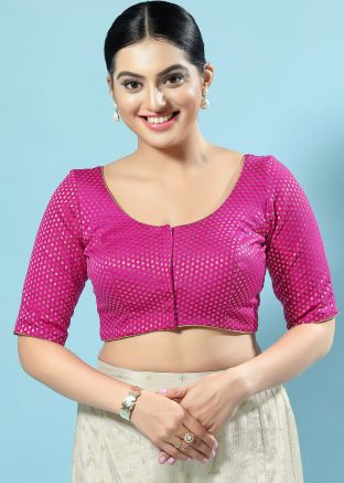 Pink Color Brocade Saree Blouse 
