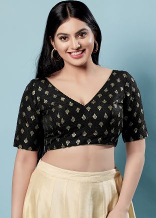Black Color Brocade Saree Blouse 