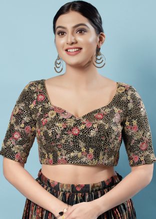 Black Color Silk Saree Blouse 