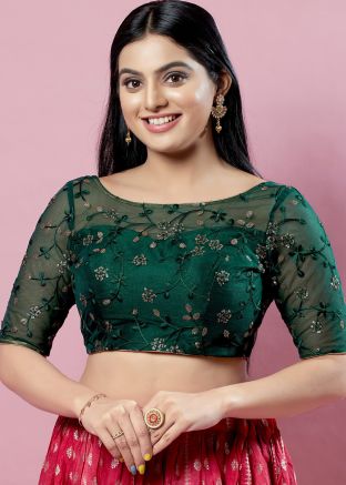 Green Color Silk Saree Blouse 