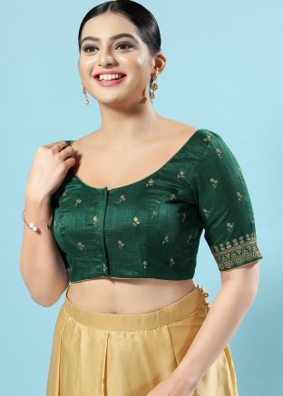 Green Color Silk Saree Blouse 