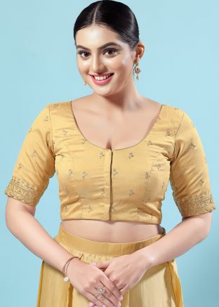 Gold Color Silk Saree Blouse 