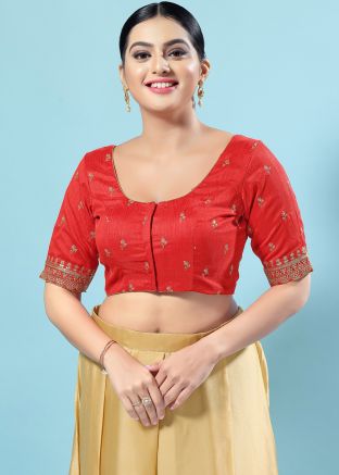 Red Color Silk Saree Blouse 