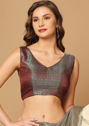 Green Color Brocade Saree Blouse 