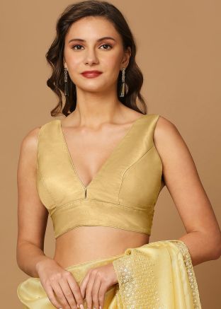 Yellow Color Silk Saree Blouse 