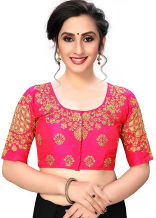 Pink Color Art Silk Saree Blouse 
