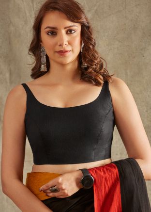 Black Color Linen Saree Blouse 