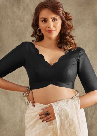 Black Color Linen Saree Blouse 