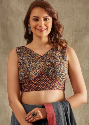 Beige Color Cotton Saree Blouse 