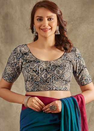 Beige Color Cotton Saree Blouse 