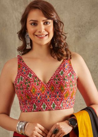 Red Color Cotton Saree Blouse 