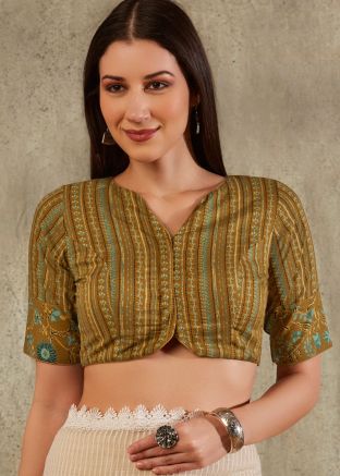 Yellow Color Cotton Saree Blouse 