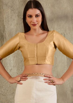 Gold Color Silk Saree Blouse 