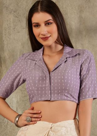 Purple Color Cotton Saree Blouse 