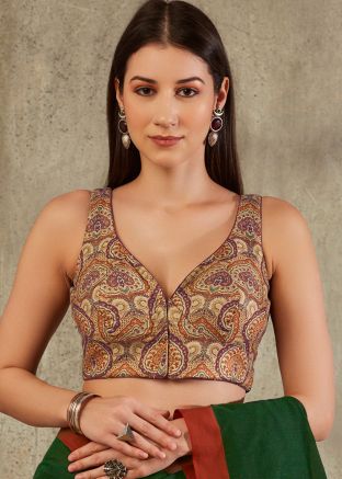 Beige Color Cotton Saree Blouse 