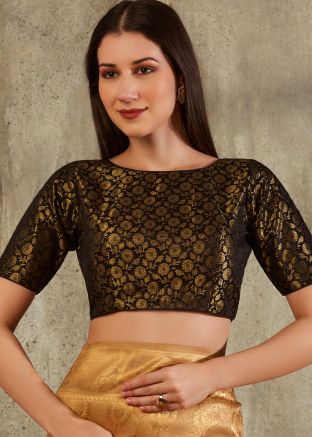 Black Color Brocade Saree Blouse 