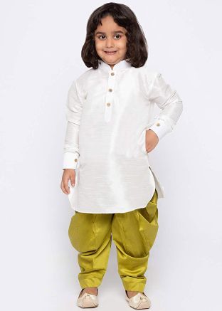 Readymade White Kids Kurta With Dhoti