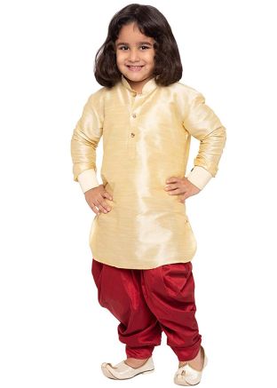 Readymade Cream Kids Kurta With Dhoti