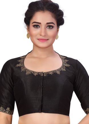Black Color Art Silk Saree Blouse 