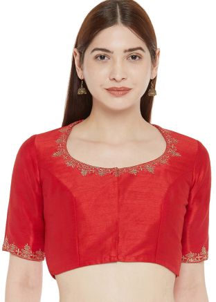 Red Color Art Silk Saree Blouse 