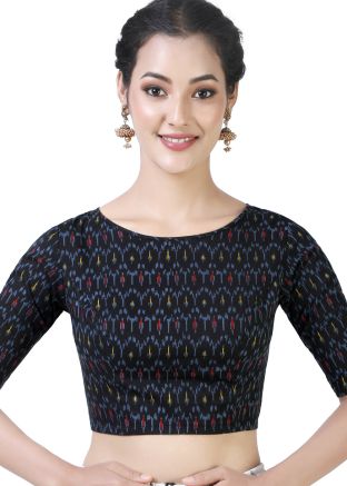 Black Color Cotton Saree Blouse 