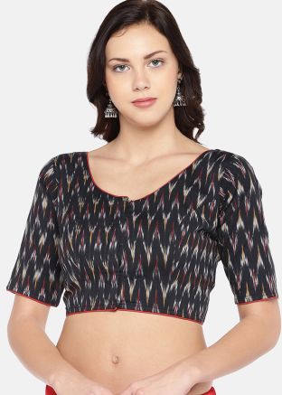 Black Color Cotton Saree Blouse 