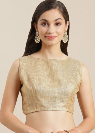 Gold Color Brocade Saree Blouse 