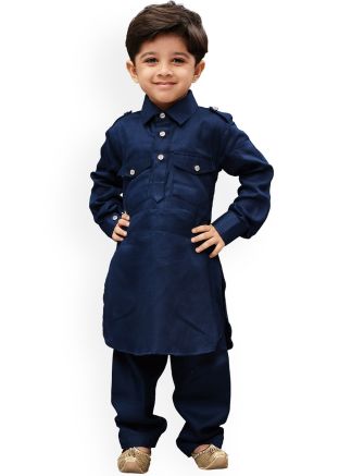 Navy Blue Readymade Kids Kurta Pajama 