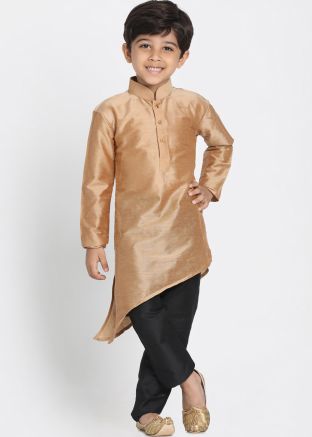 Golden Readymade Kids Asymmetric Kurta Pant Set