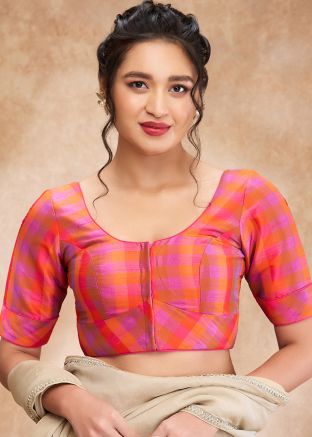 Pink Color Silk Saree Blouse 