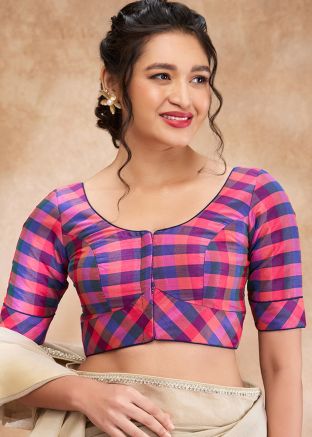 Navy Blue Color Silk Saree Blouse 