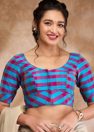 Blue Color Silk Saree Blouse 