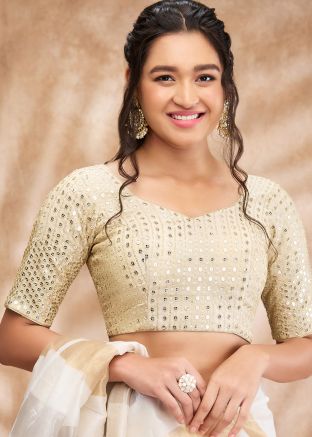 Golden Color Silk Saree Blouse 