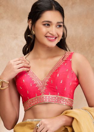 Pink Color Art Silk Saree Blouse 