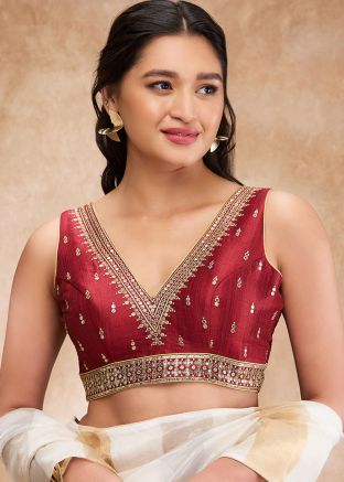 Maroon Color Art Silk Saree Blouse 