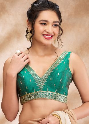 Green Color Art Silk Saree Blouse 