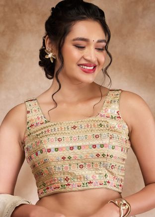 Golden Color Silk Saree Blouse 