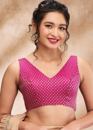 Purple Color Brocade Saree Blouse 