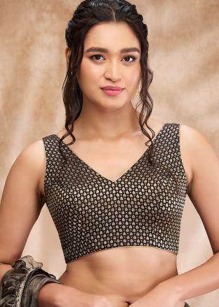 Black Color Brocade Saree Blouse 