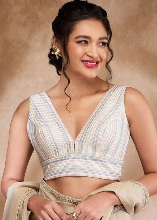 Multi Color Silk Saree Blouse 