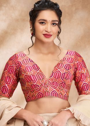 Pink Color Art Silk Saree Blouse 