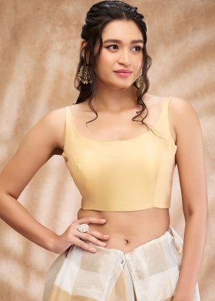 Golden Color Art Silk Saree Blouse 