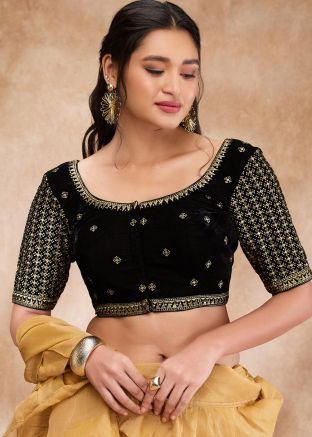 Black Color Velvet Saree Blouse 