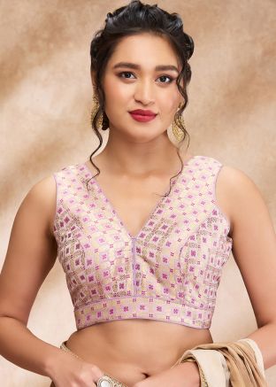 Purple Color Brocade Saree Blouse 
