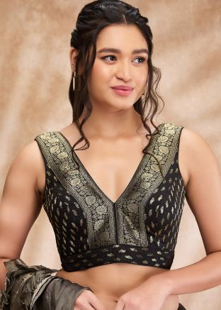 Black Color Silk Saree Blouse 