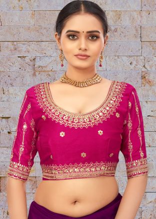 Magenta Blouse In Thread Embroidery